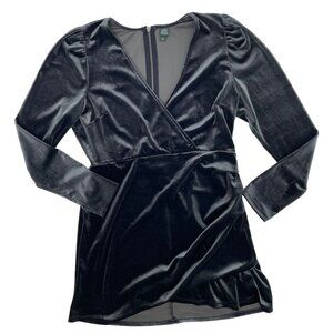 Wild Fable Women’s Gray Mini Dress Long Sleeve‎ V-Neck Size Large